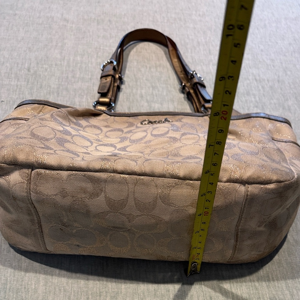 Coach Beige Signature Shoulder Bag - Picture 14 of 16